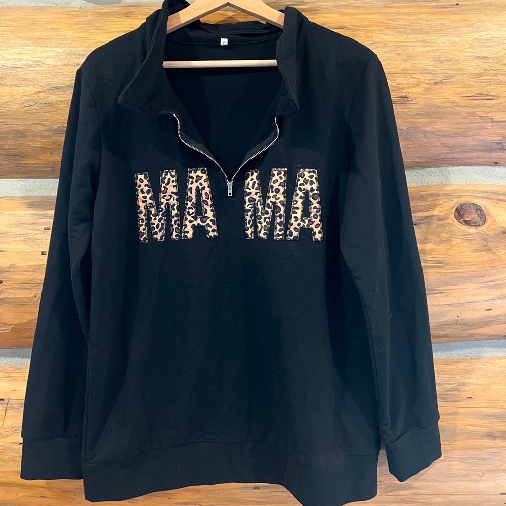Mama Leopard Pullover Sweatshirt 1/4 Zip
